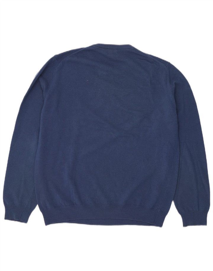 Henry Cottons Herren-Pullover mit Rundhalsausschnitt, 2XL, blaue Wolle