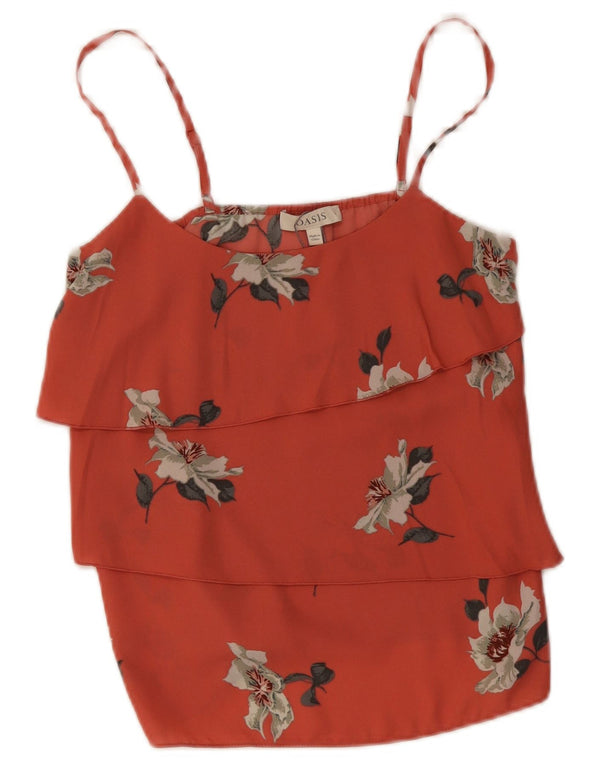 Oasis Damen-Cami-Oberteil mit Stufenmuster, Größe S, Rot, Blumenmuster, Polyester
