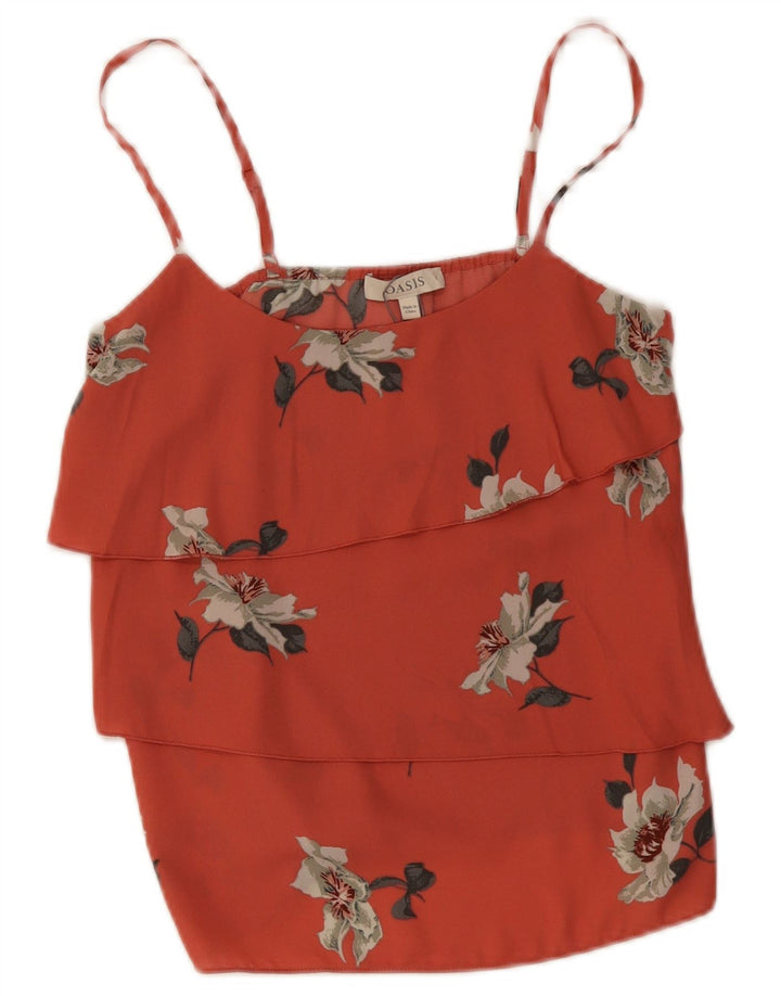 Oasis Damen-Cami-Oberteil mit Stufenmuster, Größe S, Rot, Blumenmuster, Polyester