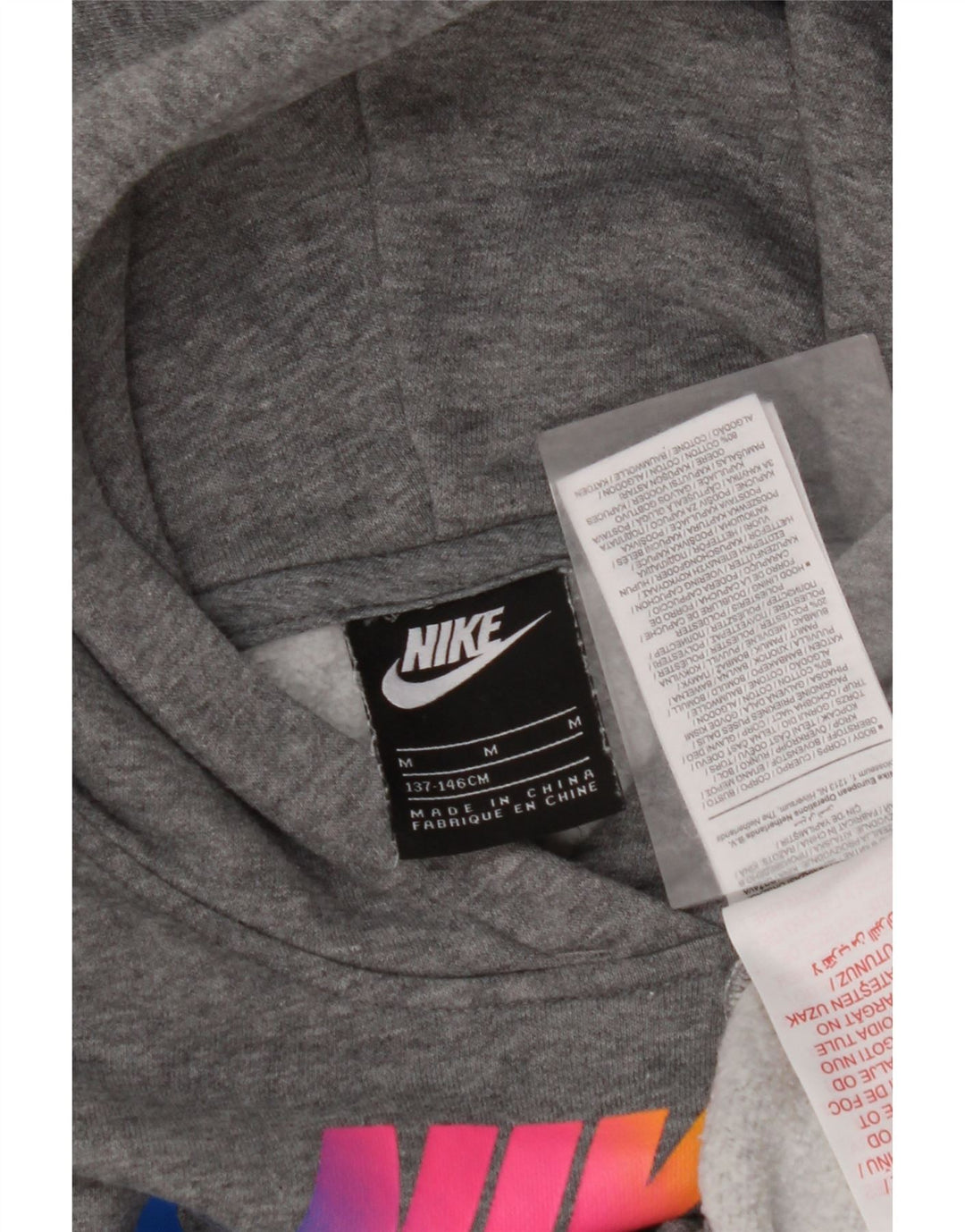NIKE Crop Graphic Hoodie-Pullover für Mädchen, 10–11 Jahre, Mittelgrau gefleckt