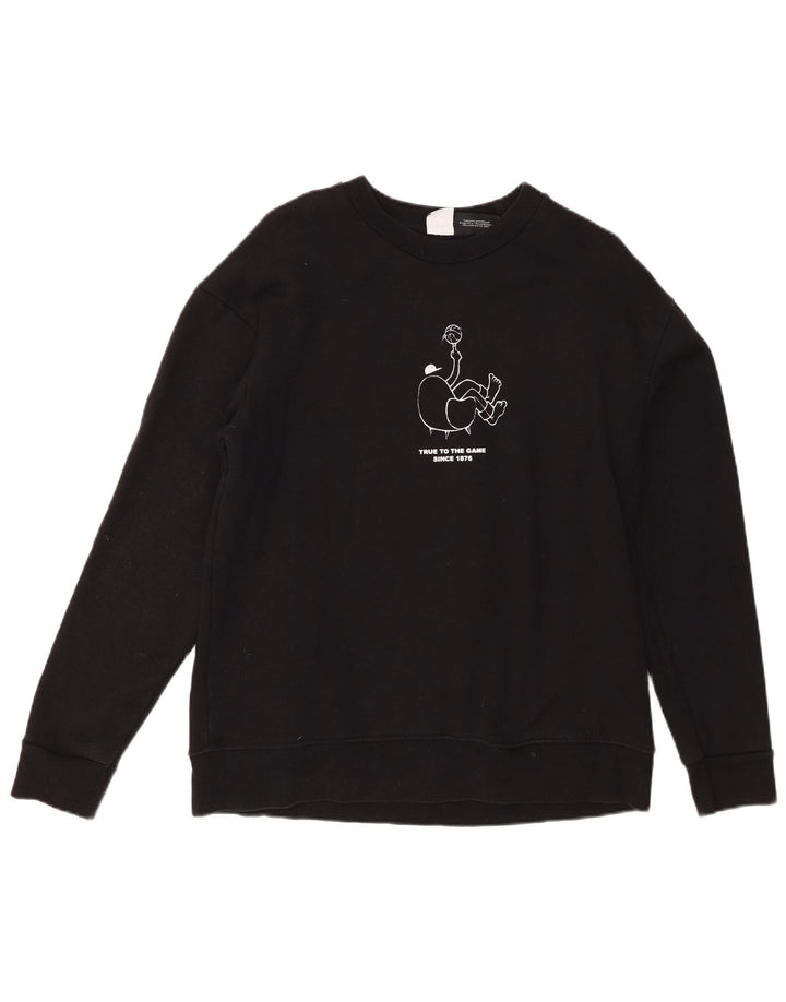 Zara Herren-Sweatshirt mit Grafik, groß, aus schwarzer Baumwolle