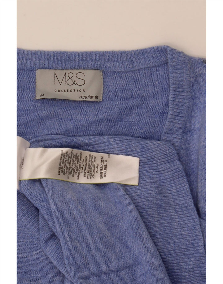 Marks & Spencer Herren-Pullover mit V-Ausschnitt, reguläre Passform, mittelblaues Acryl