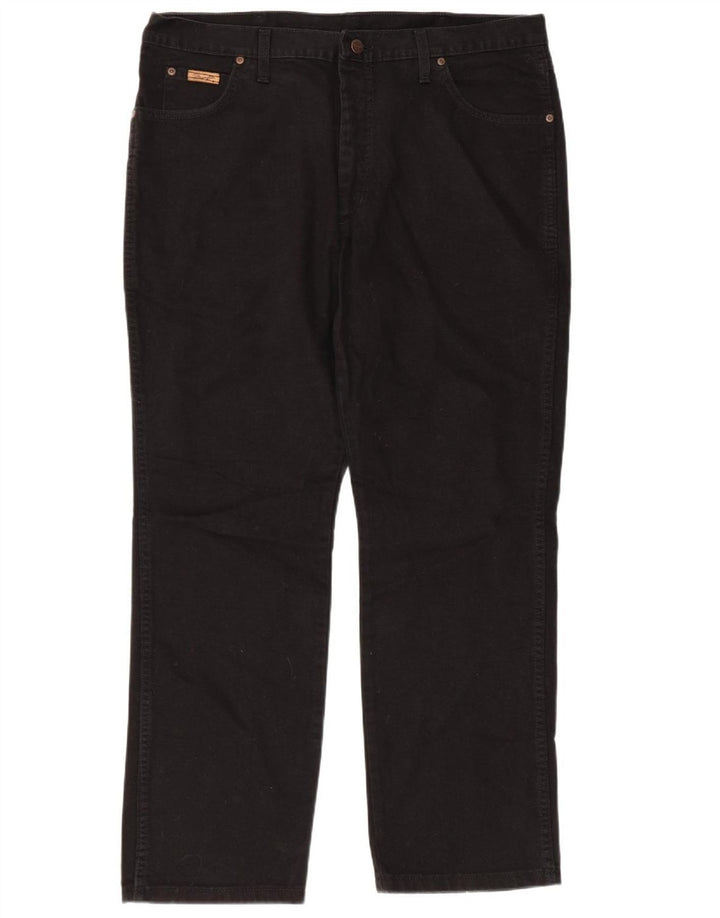WRANGLER Herren Texas Straight Jeans W40 L30 Schwarze Baumwolle
