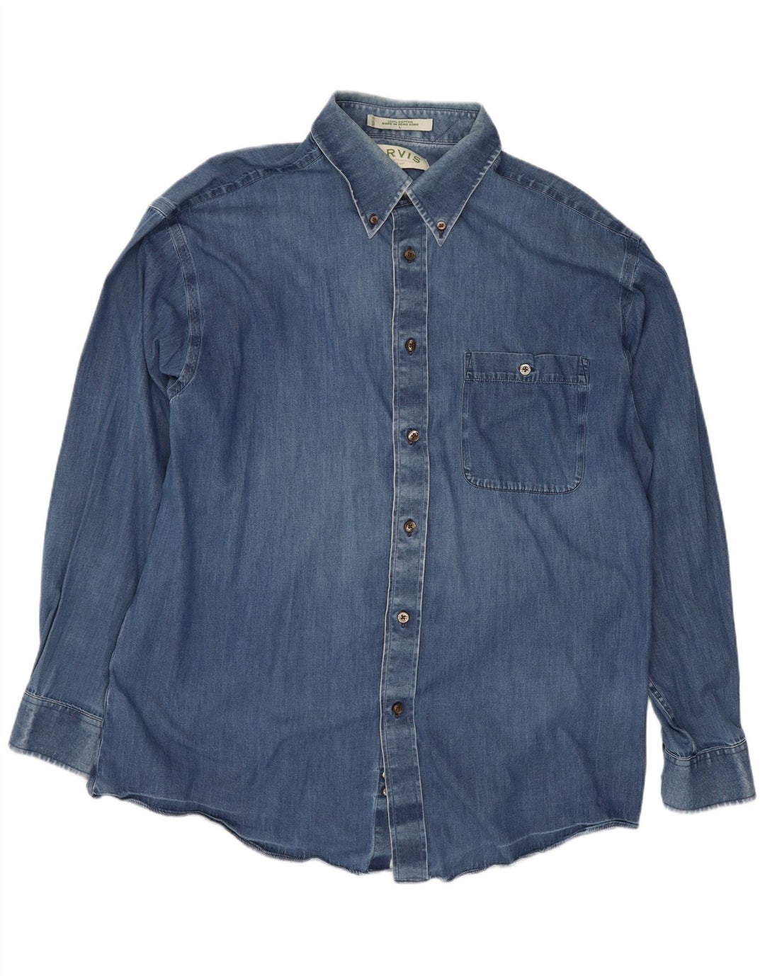 Orvis Herrenhemd, groß, aus blauer Baumwolle