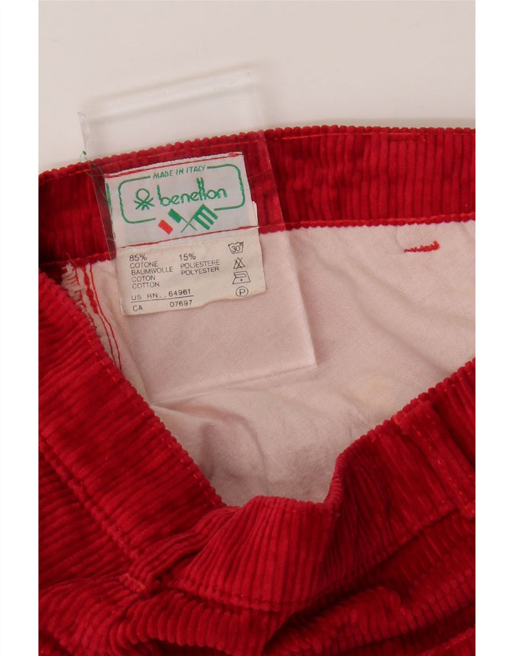 BENETTON Damen Tapered Cordhose W29 L32 Rote Baumwolle