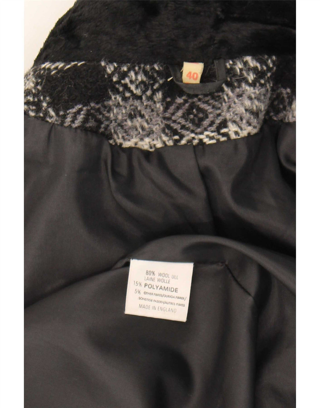 Vintage Damen Übergroßer Doppelbrustmantel EU 40 Mittelschwarz Geometrisch