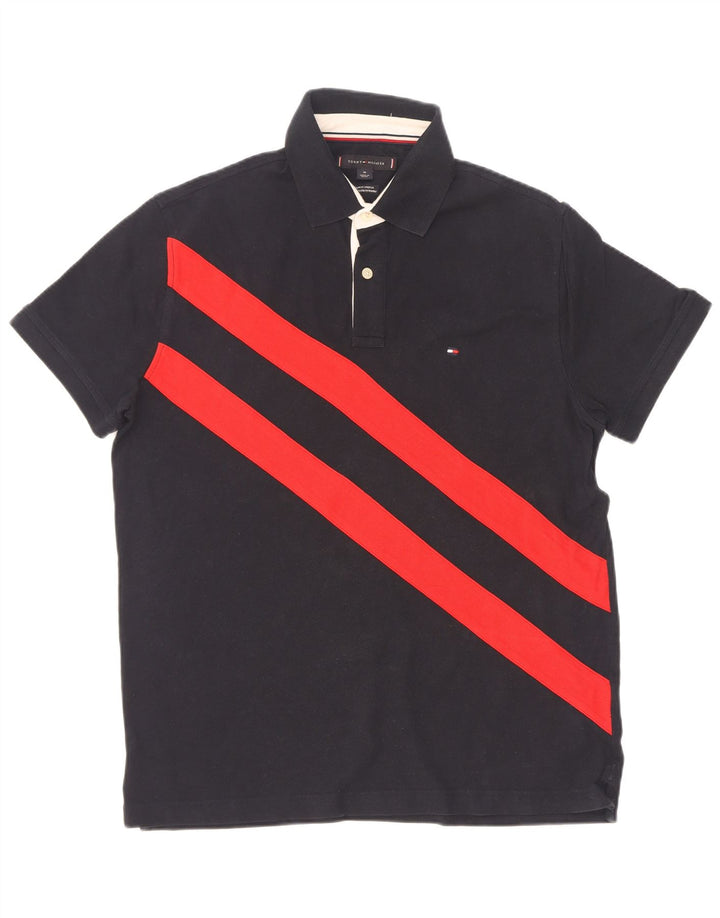 Tommy Hilfiger Herren-Poloshirt mit normaler Passform, mittleres Marineblau, Farbblock