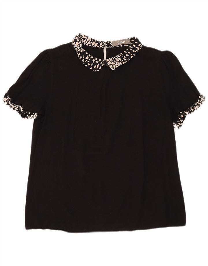 Oasis Damen-Blusenoberteil UK 12 Mittelschwarz mit Tiermuster