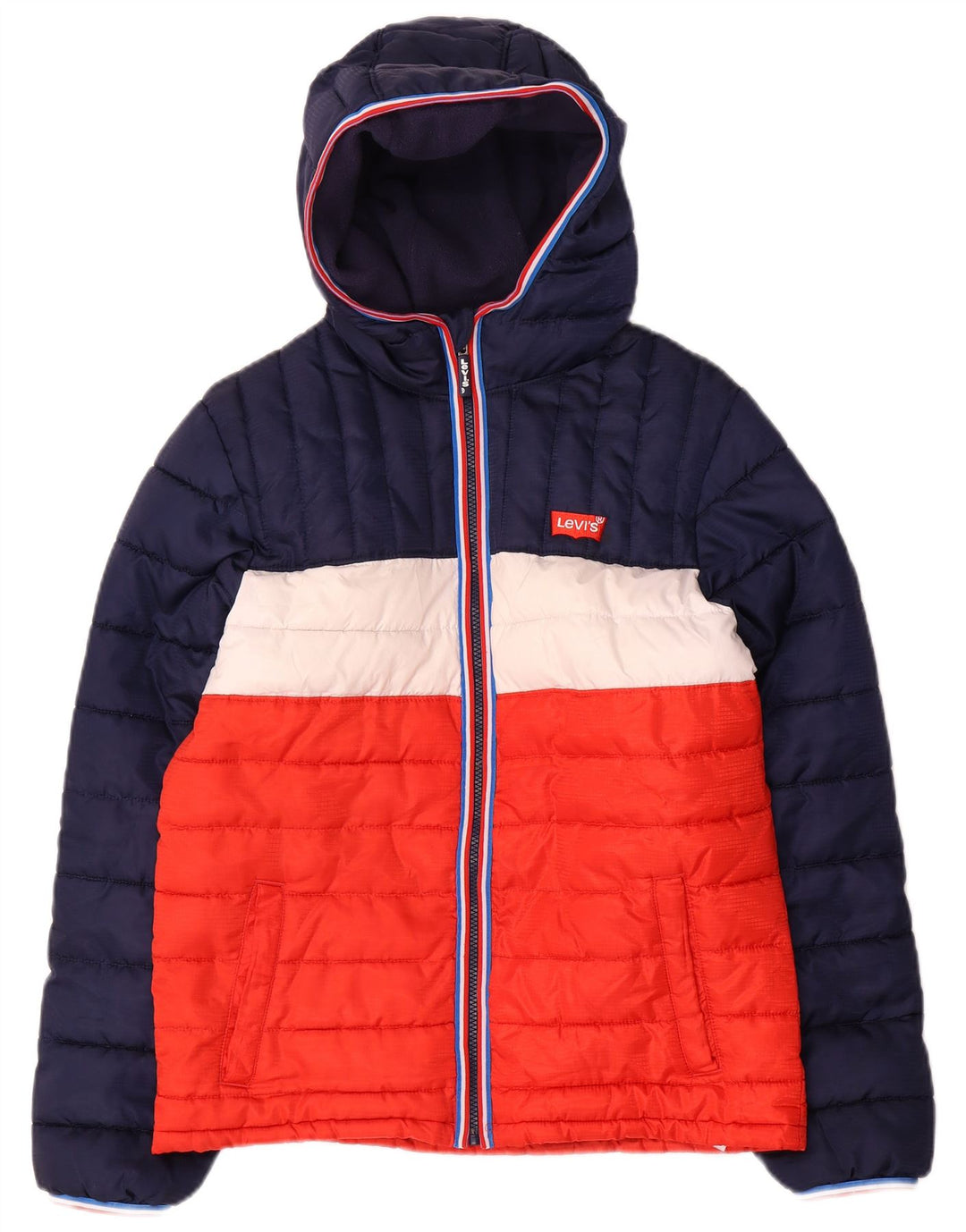 Levi's Wattierte Jacke mit Kapuze für Jungen, 15–16 Jahre, Marineblau, Farbblock