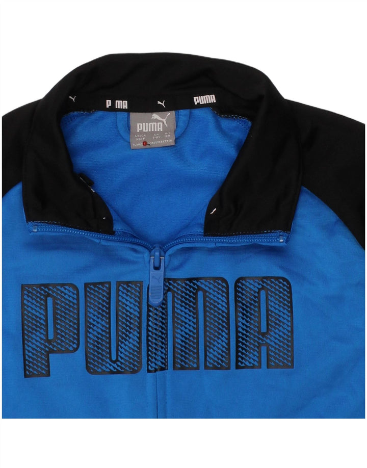 PUMA Boys Graphic Tracksuit Top Jacket 7-8 Years  Blue Colourblock