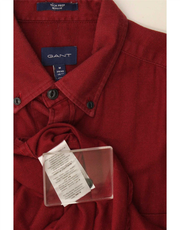 Gant Herren-Hemd, normal, mittleres Burgunderrot, Fischgrätenmuster, Baumwolle