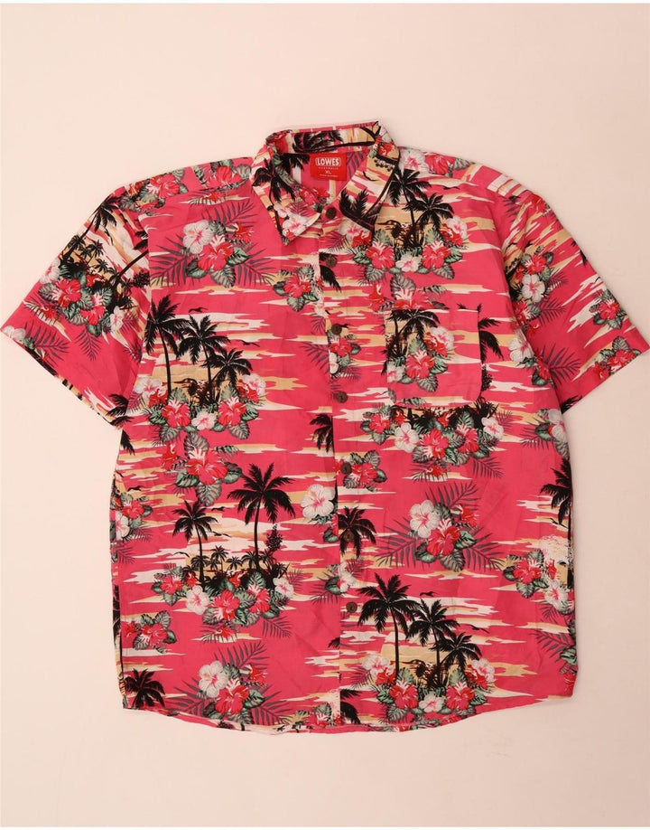 Lowes Herren Hawaii-Kurzarmhemd XL Rosa Blumenmuster Polyester