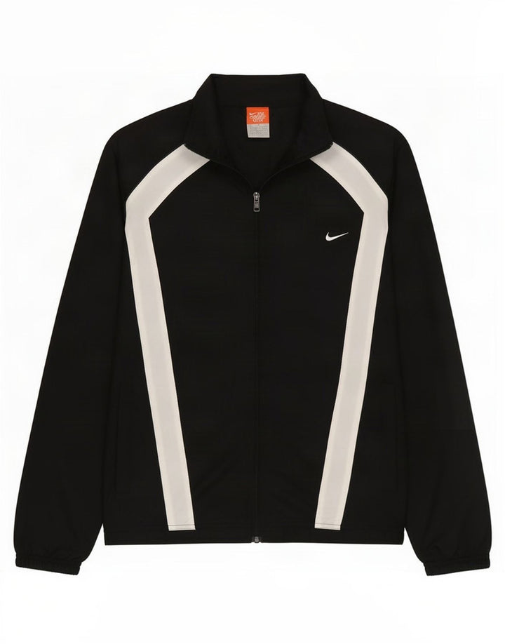 Nike Herren-Trainingsanzug-Oberteiljacke UK 38/40 Mittelschwarzes Colourblock-Nylon