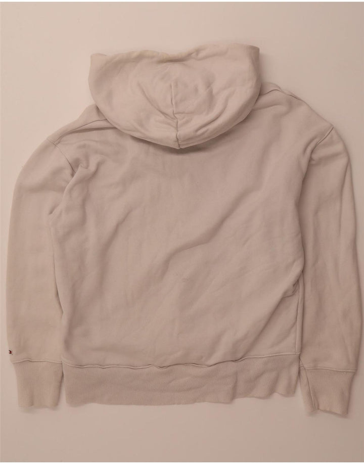 TOMMY HILFIGER Mens Graphic Hoodie Jumper Medium Off White Cotton Vintage Tommy Hilfiger and Second-Hand Tommy Hilfiger from Messina Hembry 
