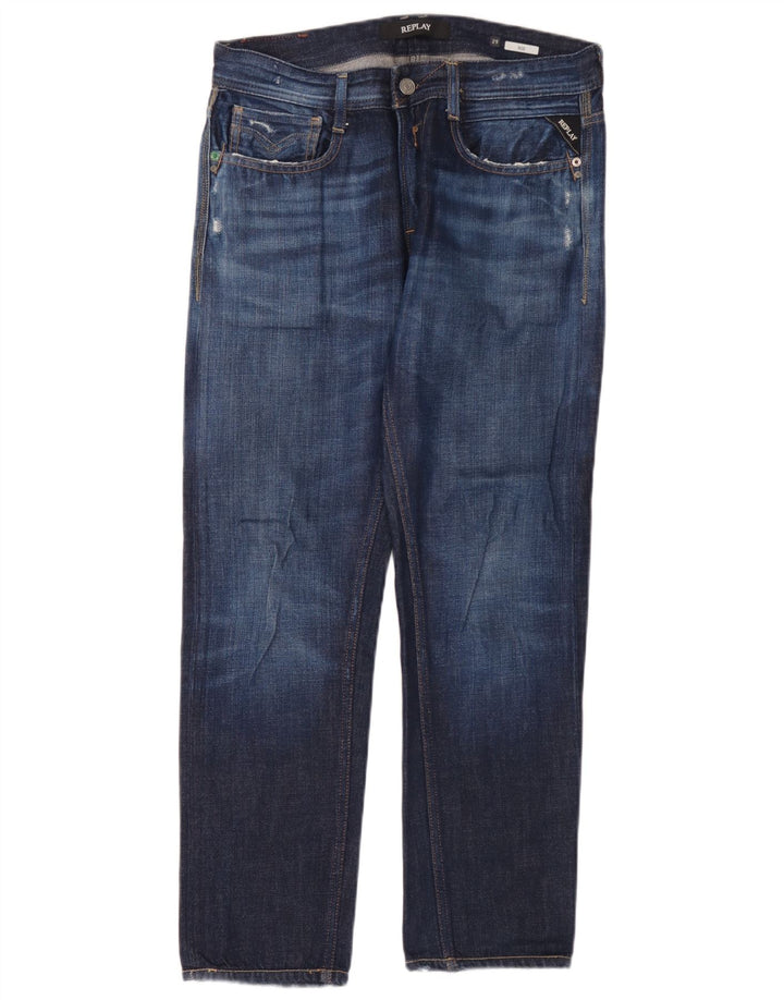 Replay Herren Rob Straight Jeans W29 L30 Blaue Baumwolle