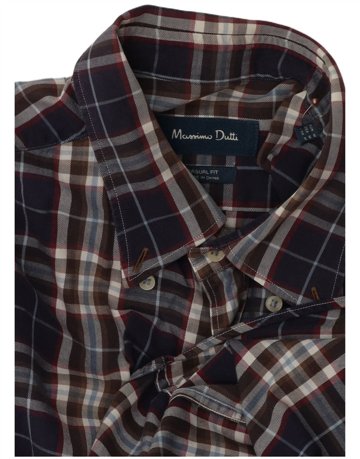 Massimo Dutti Herren-Hemd mit lässiger Passform, mittelmarineblau kariert