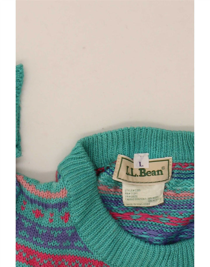 L.L.Bean Herren-Pullover mit Rundhalsausschnitt, groß, mehrfarbig, Fair-Isle-Wolle