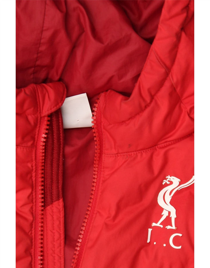 Nike Jungen-Jacke mit Kapuze, gepolstert, 12–13 Jahre, groß, rotes Farbblock-Polyester