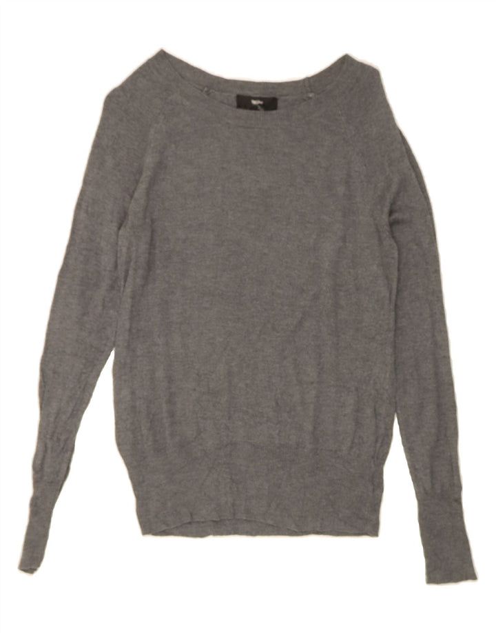 MOSSIMO Womens Boat Neck Jumper Sweater UK 12 Medium Grey Nylon Vintage Mossimo and Second-Hand Mossimo from Messina Hembry 