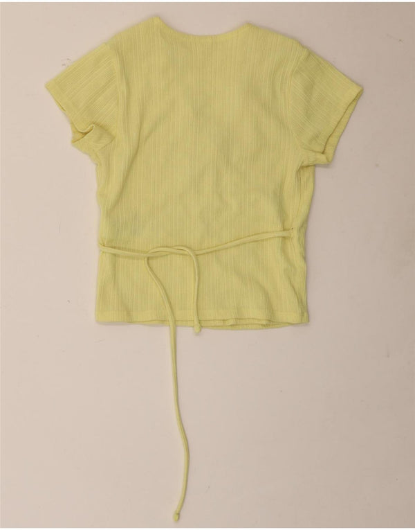 Levi's Damen Crop Wrap Cardigan Top UK 8 Small Gelb Baumwolle