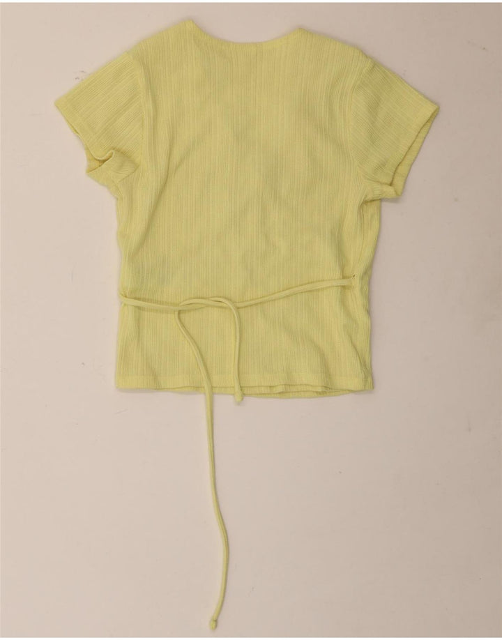 Levi's Damen Crop Wrap Cardigan Top UK 8 Small Gelb Baumwolle