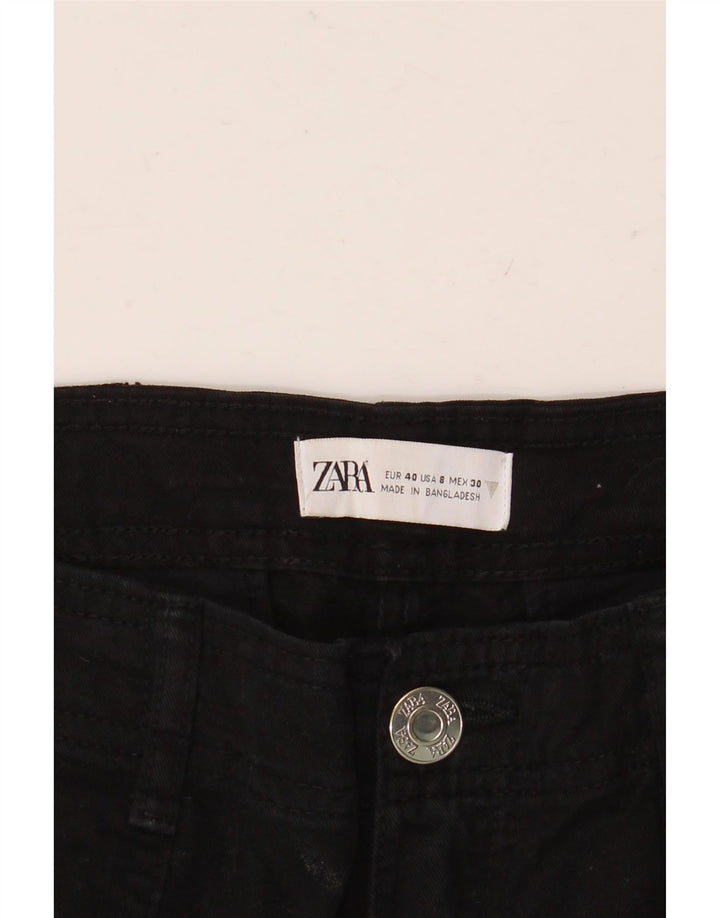 ZARA Damen Cargo Straight Jeans EU 40 Medium W30 L32 Schwarz