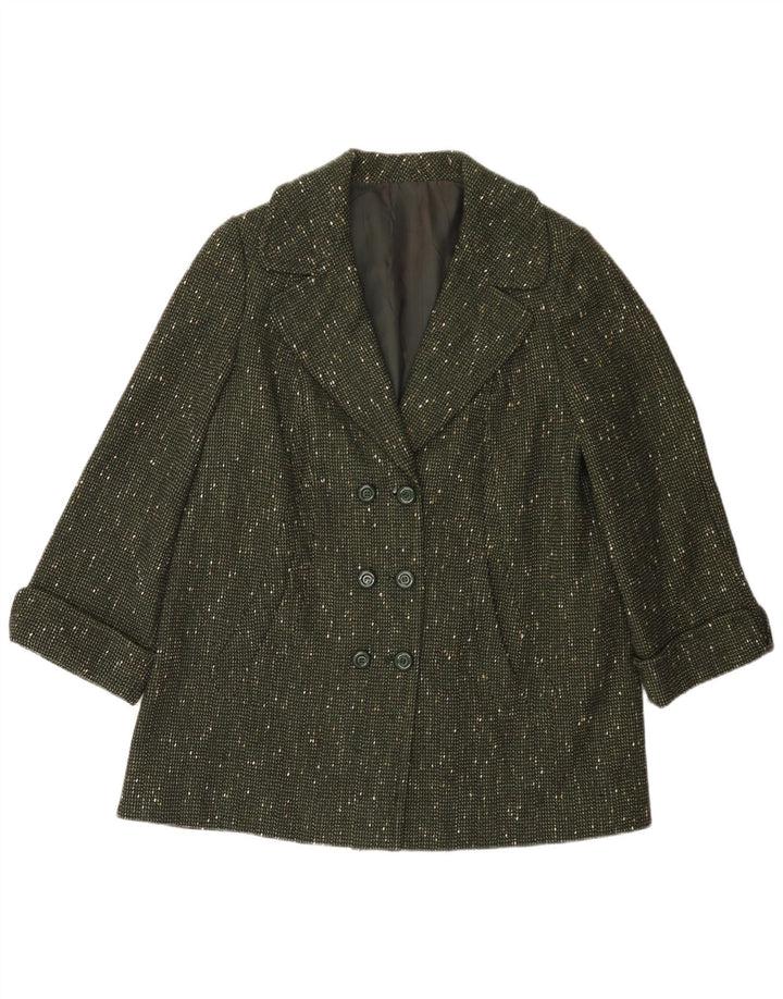 Vintage Damen Mantel UK 14 Groß Grün meliert