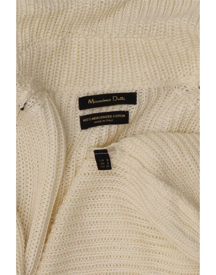Massimo Dutti Damen Longline Open Cardigan Pullover UK 10 Small Off White