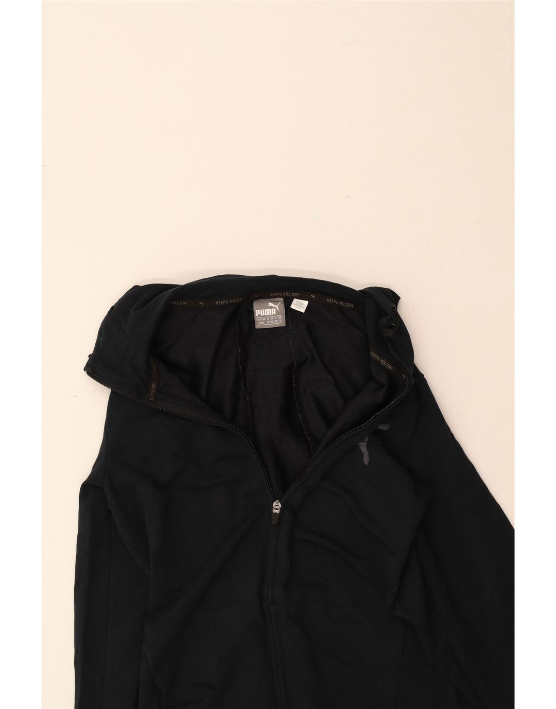 PUMA Womens Graphic Zip Hoodie Sweater UK 12 Medium Navy Blue Vintage Puma and Second-Hand Puma from Messina Hembry 