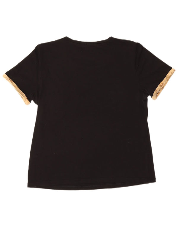 ALVIERO MARTINI Damen T-Shirt Top IT 48 XL Schwarz Baumwolle