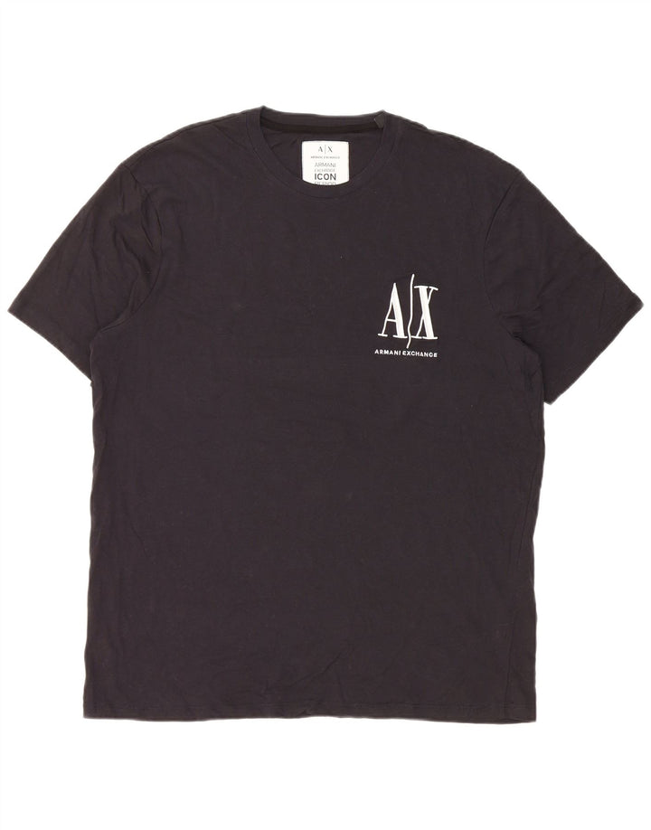 Armani Exchange Herren-T-Shirt mit Grafik, groß, marineblau, Baumwolle
