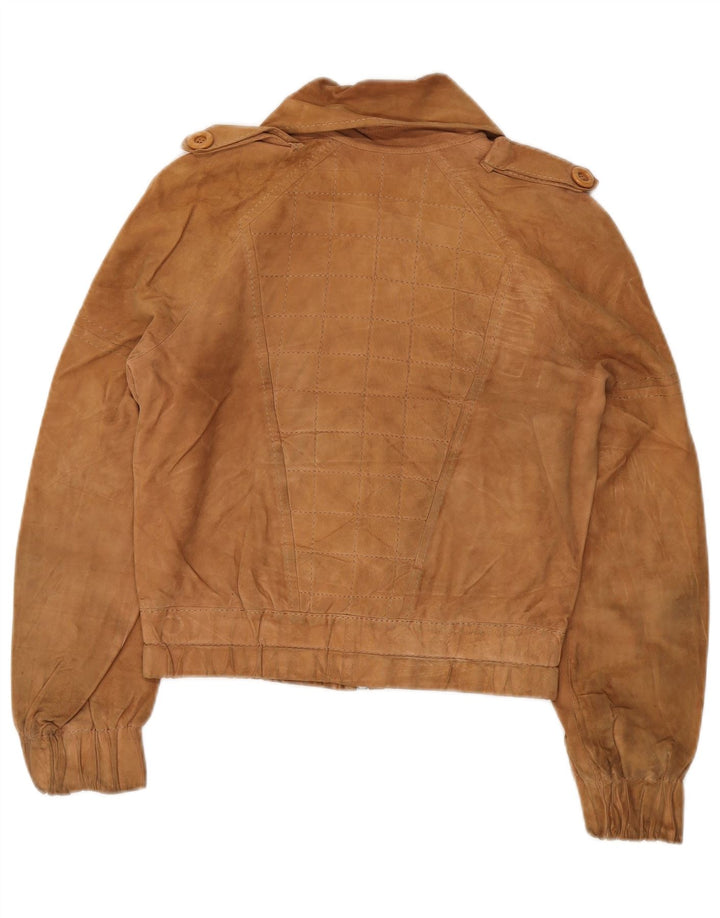 Vintage Damen Militär-Wildlederjacke IT 48 XL Braun