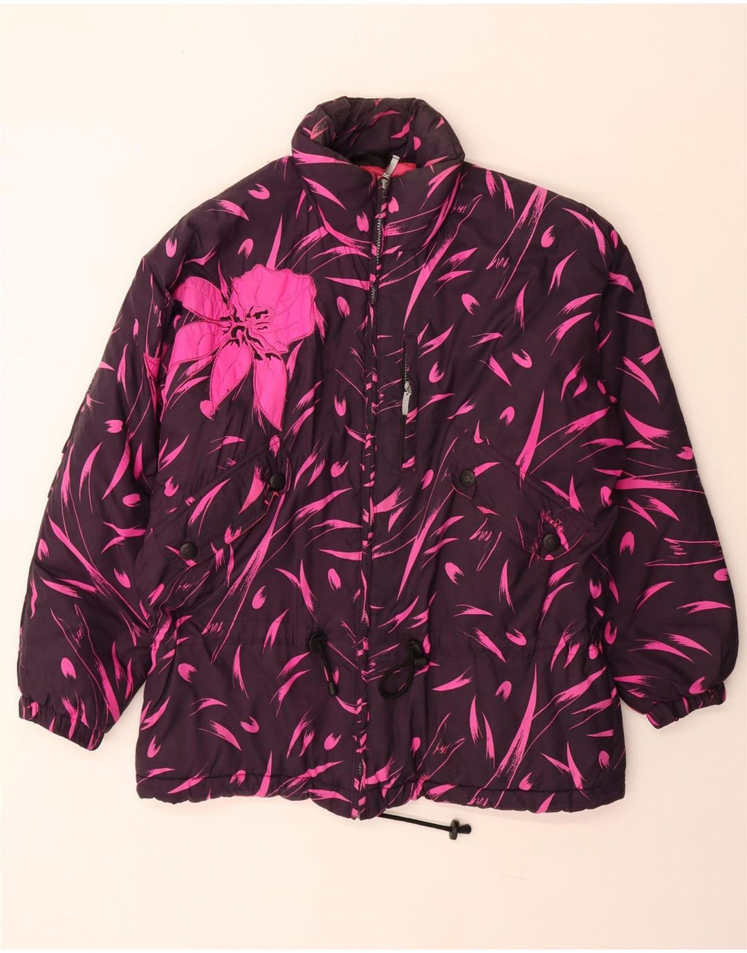 Diadora Damen Übergroßer Windjacke-Mantel UK 14 Mittellila geblümt