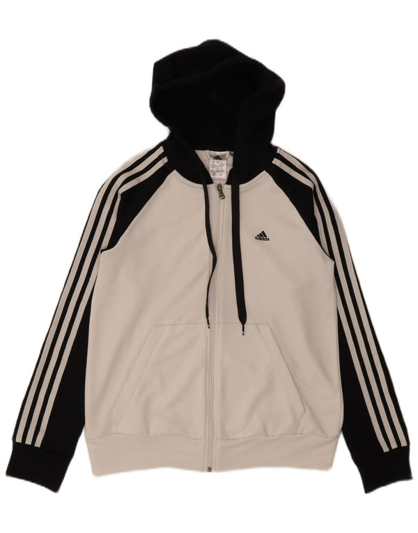 Adidas Damen Climalite Zip Hoodie Pullover UK 8/10 Small Weiß Farbblock