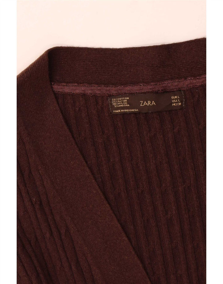 Zara Damen-Cardigan-Pullover UK 16 Large Braun