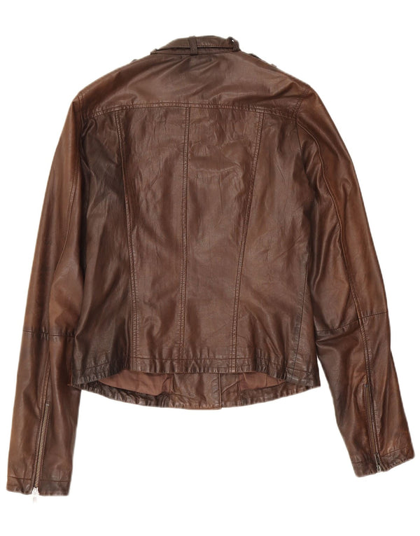 Fornarina Damen Militärlederjacke UK 14 Large Braun