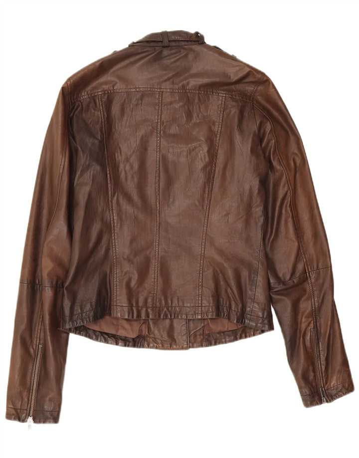 Fornarina Damen Militärlederjacke UK 14 Large Braun