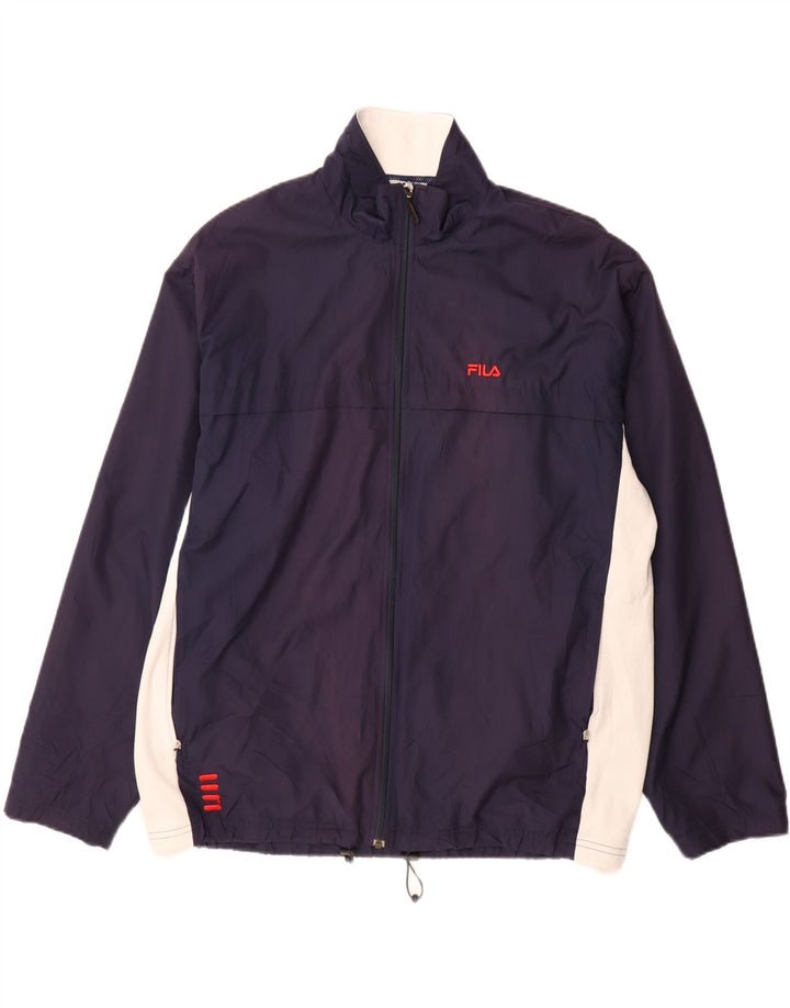 Fila Herren-Trainingsanzug-Oberteil, Jacke XL, Marineblau, Farbblock-Polyester