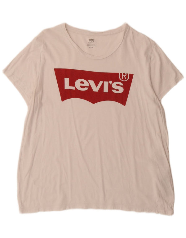 Levi's Damen-T-Shirt mit Grafik, UK 18, XL, weiße Baumwolle