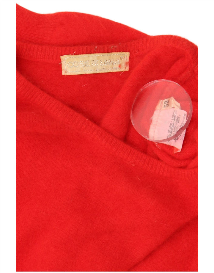 Vintage Damen Pullover mit Rundhalsausschnitt IT 52 2XL Rot Angora