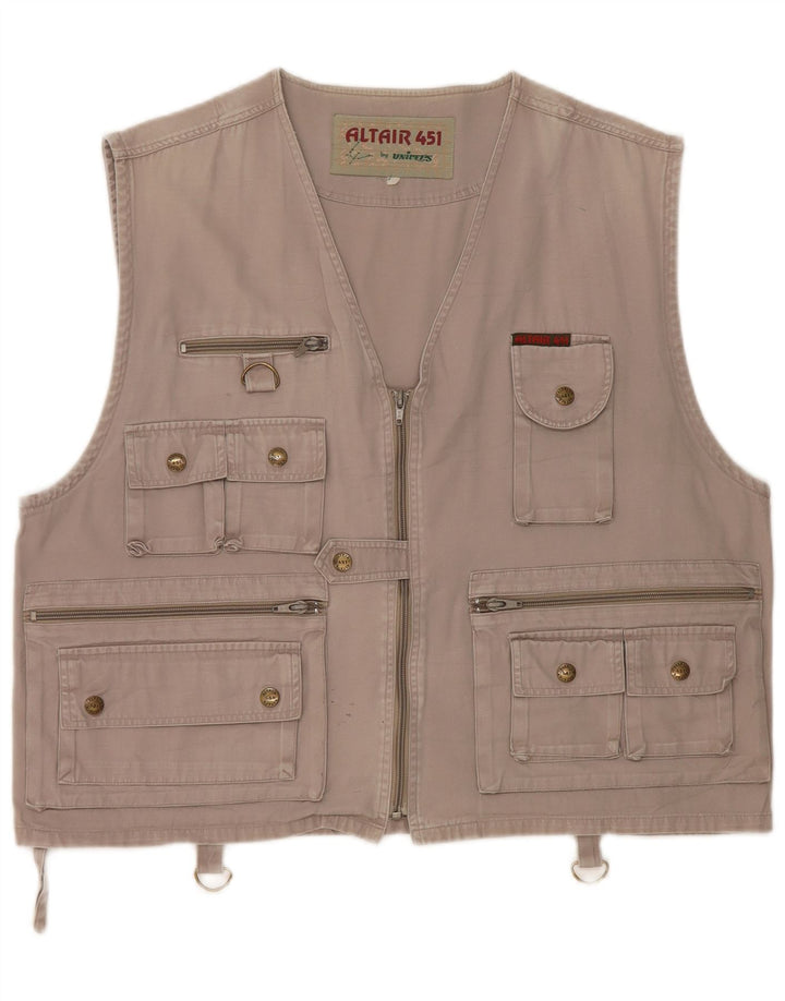 Vintage Herren Utility Gilet UK 38 Mittelgrau