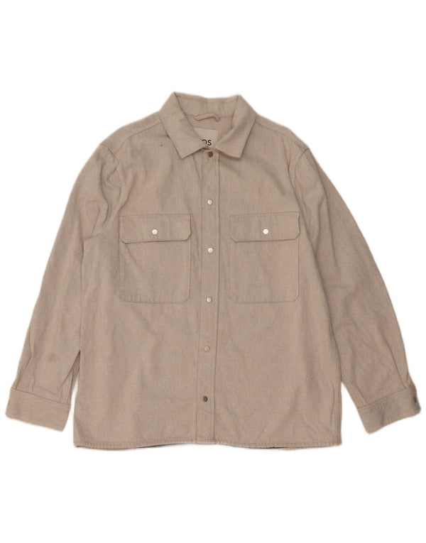 Cos Herren-Flanellhemd mit entspannter Passform, große beige Baumwolle