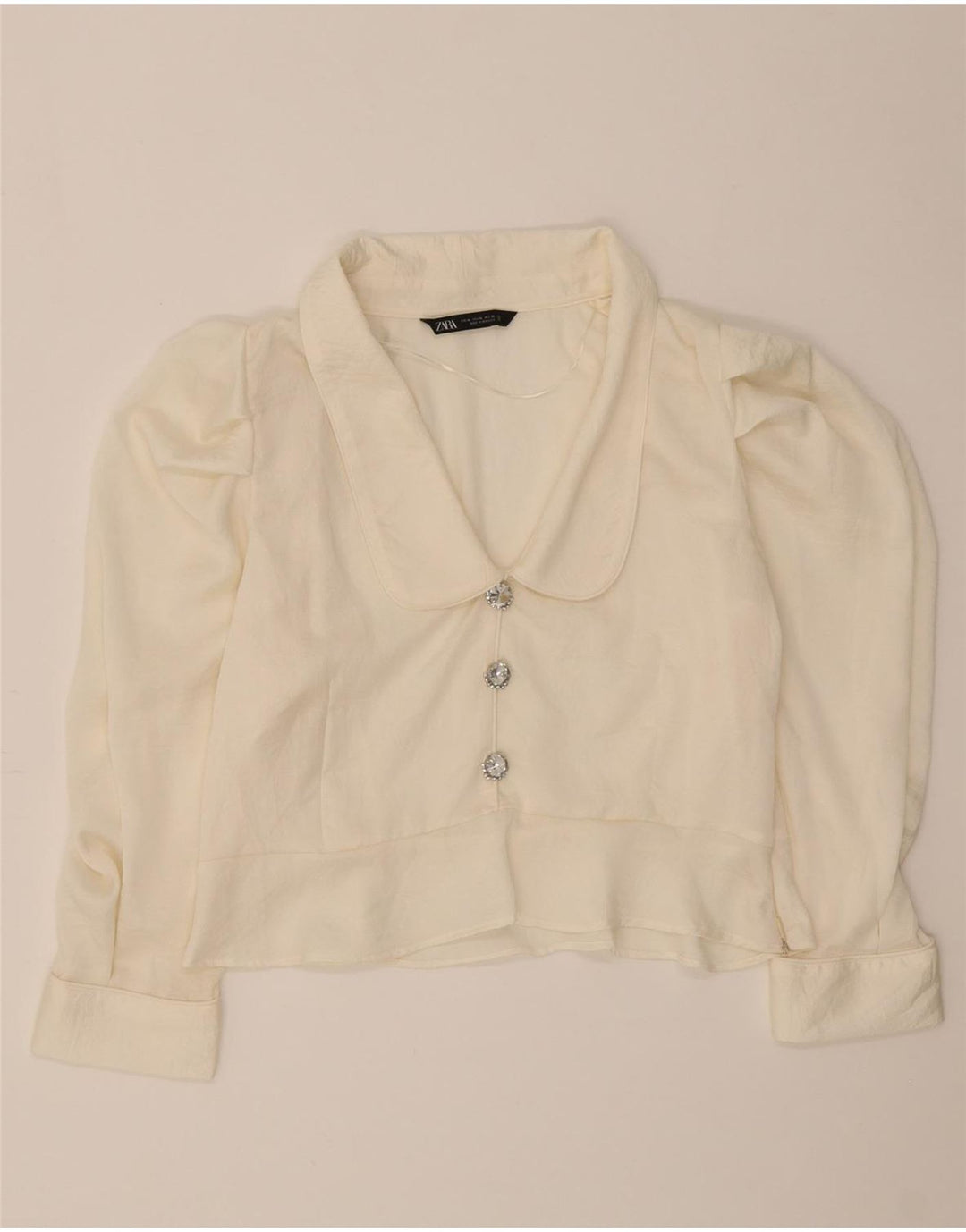 ZARA Womens Crop Pullover Shirt Blouse UK 18 XL White Vintage Zara and Second-Hand Zara from Messina Hembry 