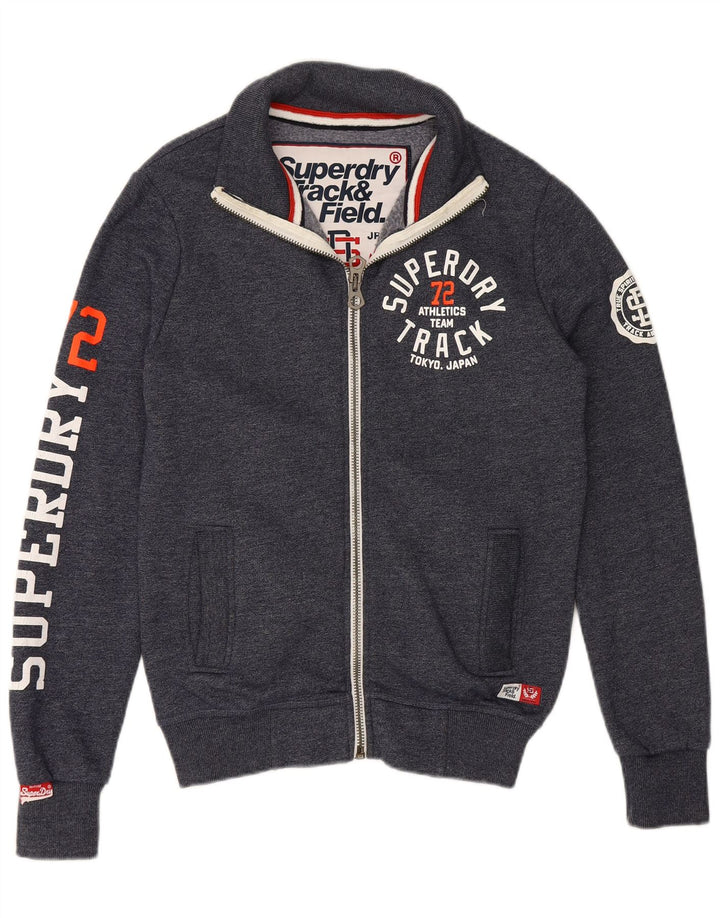 SUPERDRY Herren-Trainingsanzugoberteil mit Grafik, Größe S, marineblaue Baumwolle