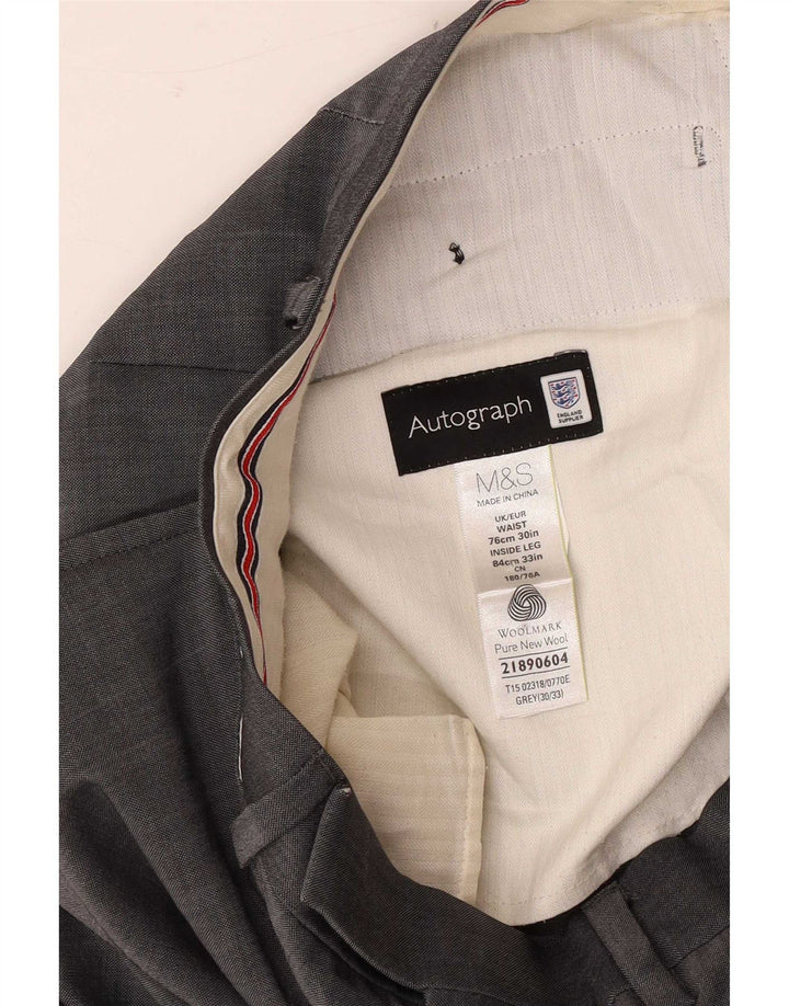 Marks & Spencer Herren Autograph Gerade Anzughose W30 L33 Graue Wolle