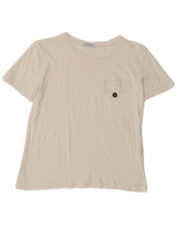Zara Damen T-Shirt Top UK 10 Small Weiß