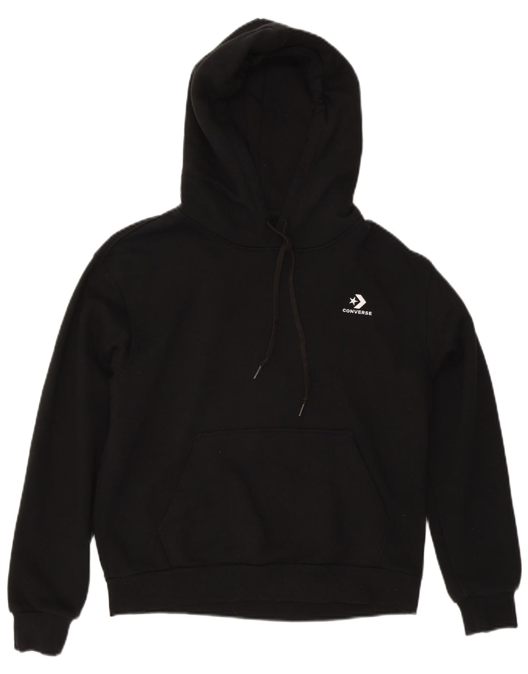 CONVERSE Damen Kapuzenpullover UK 14 Mittelschwarze Baumwolle