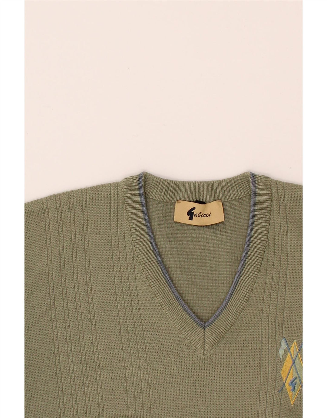GABICCI Herren-Pullover mit V-Ausschnitt, große Khaki-Wolle