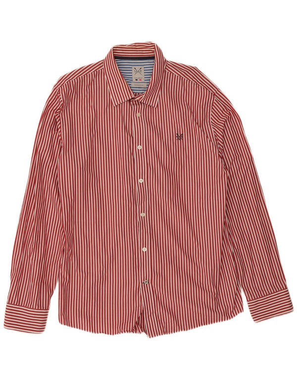 Crew Clothing Herren-Hemd mit klassischer Passform, 2XL, rote Nadelstreifen-Baumwolle