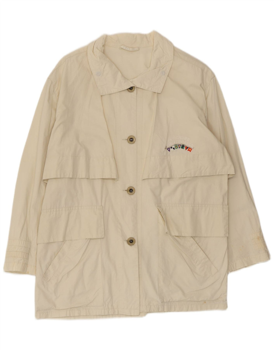 Belfe Damen Kurzer Trenchcoat IT 42 Mittelweiße Baumwolle